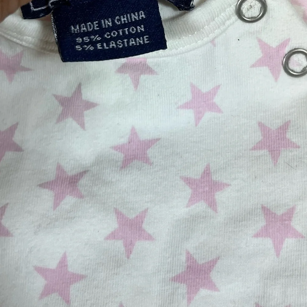 Toobydoo 0/3M Star Print Baby Girl White Pink Play Romper Lounge Comfy Spring